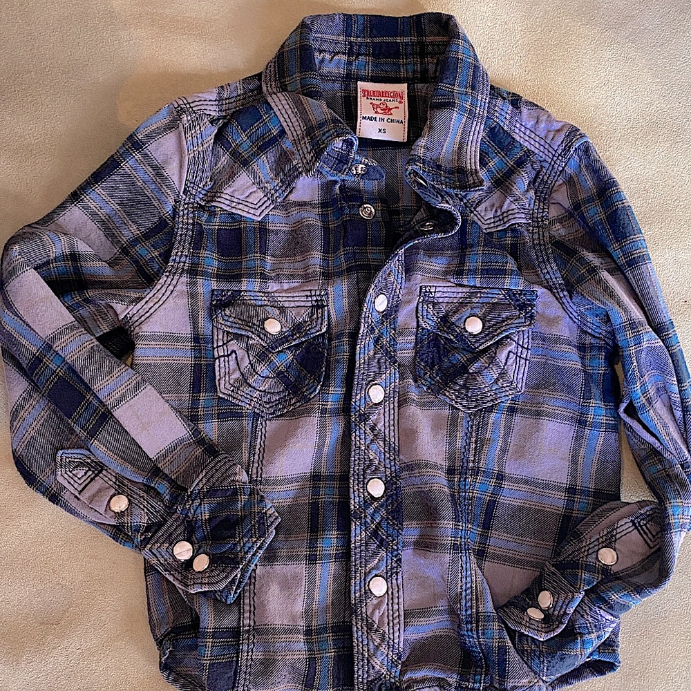 True Religion plaid flannel pearl snap shirt (XS)